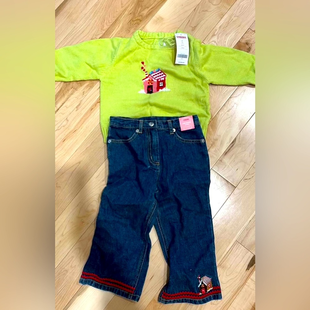 NWT Christmas outfit jeans and jumper Gymboree 3T